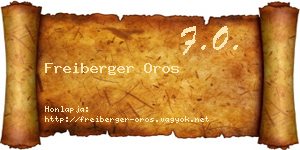 Freiberger Oros névjegykártya